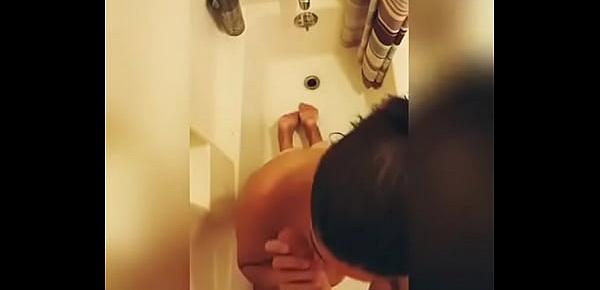  Big tit Latina showers then sucks boyfriends dick - Selena Banks